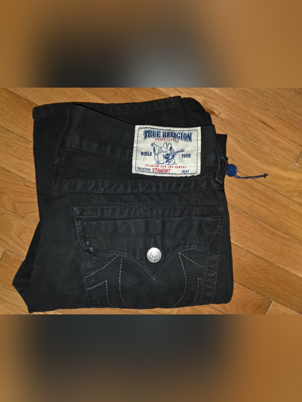 MEXICO True Religion Men's Black JEANS WHITE STITCHED SIZE 34X34 MADE IN NICE! - Picture 13 of 13